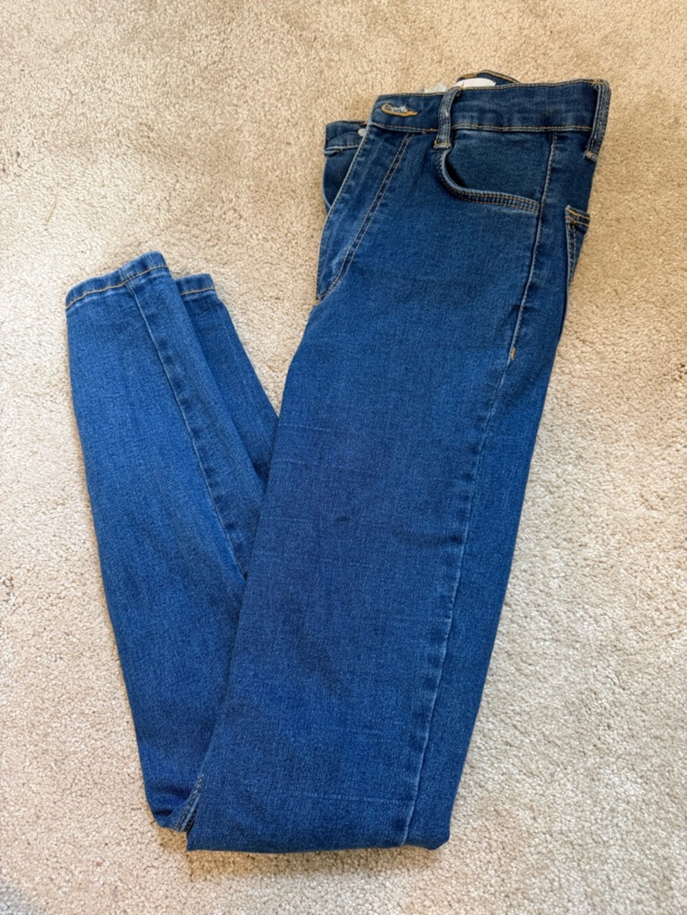 Zara Dark Blue Denim Jeans with Contrast Stitching